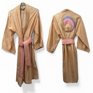 VTG Bill Tice for Saks 100% Silk Kimono Robe - Spiral Back